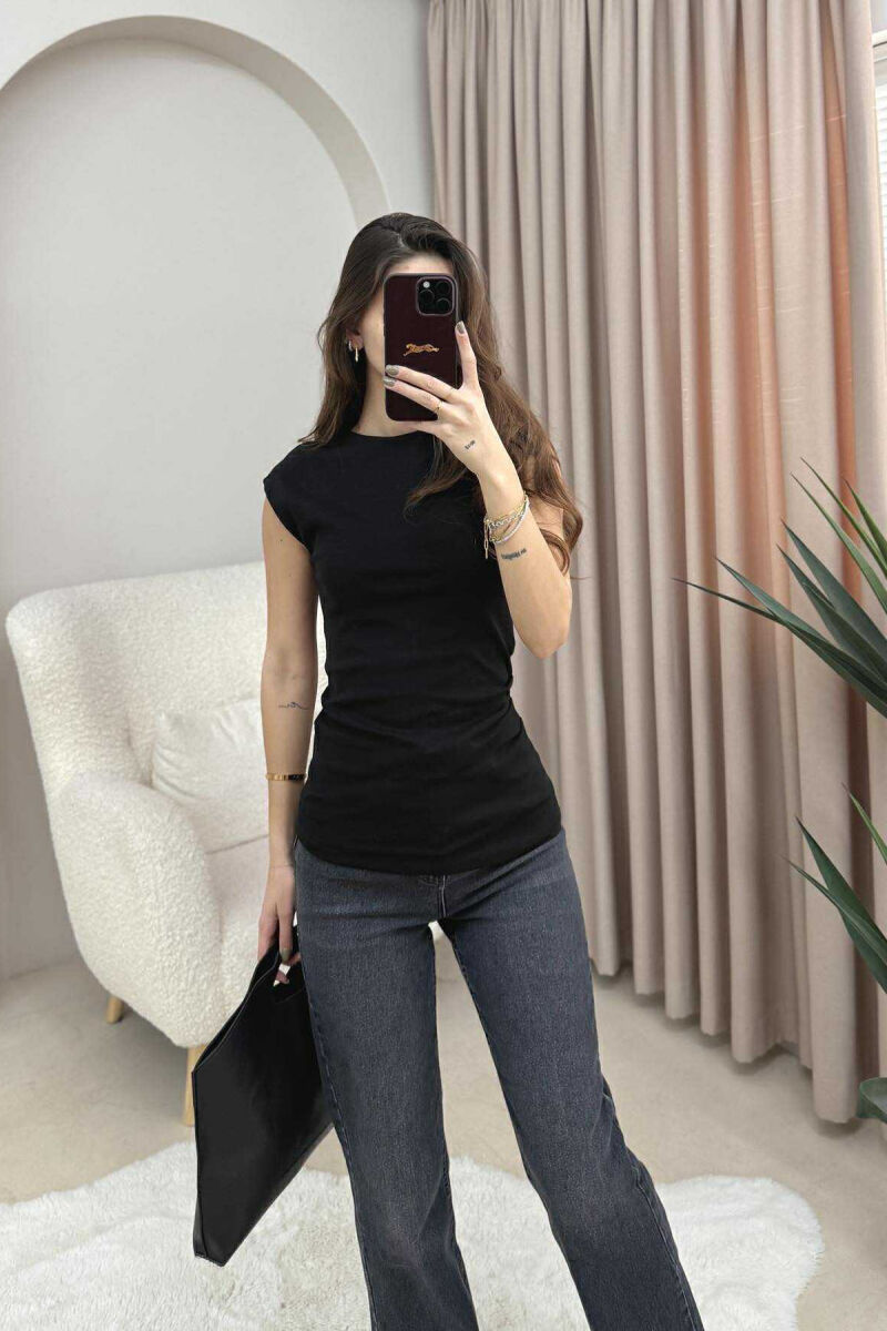ONE COLOR SIMPLE WOMEN TANK TOP BLACK/ E ZEZE - 2