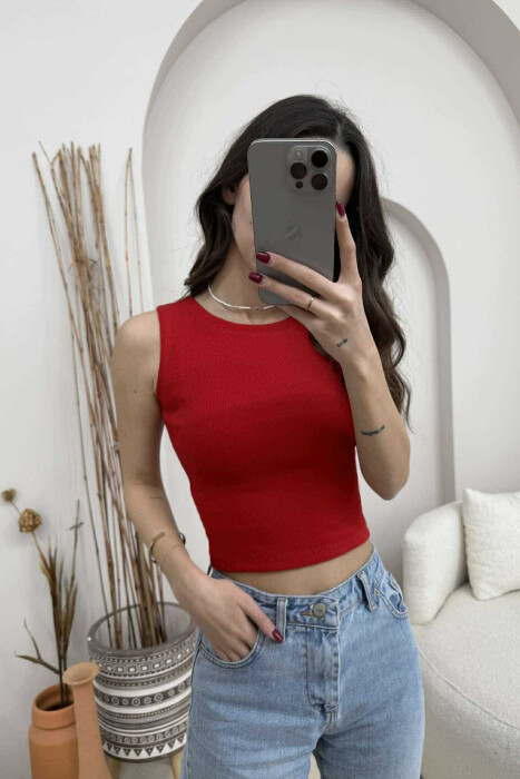 ONE COLOR SIMPLE WOMEN TANK TOP BURGUNDY/VISHNJE - 1