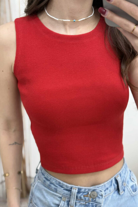 ONE COLOR SIMPLE WOMEN TANK TOP BURGUNDY/VISHNJE - 2