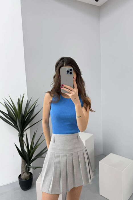 ONE COLOR SIMPLE WOMEN TANK TOP ELECTRIC BLUE/BLEL - 3