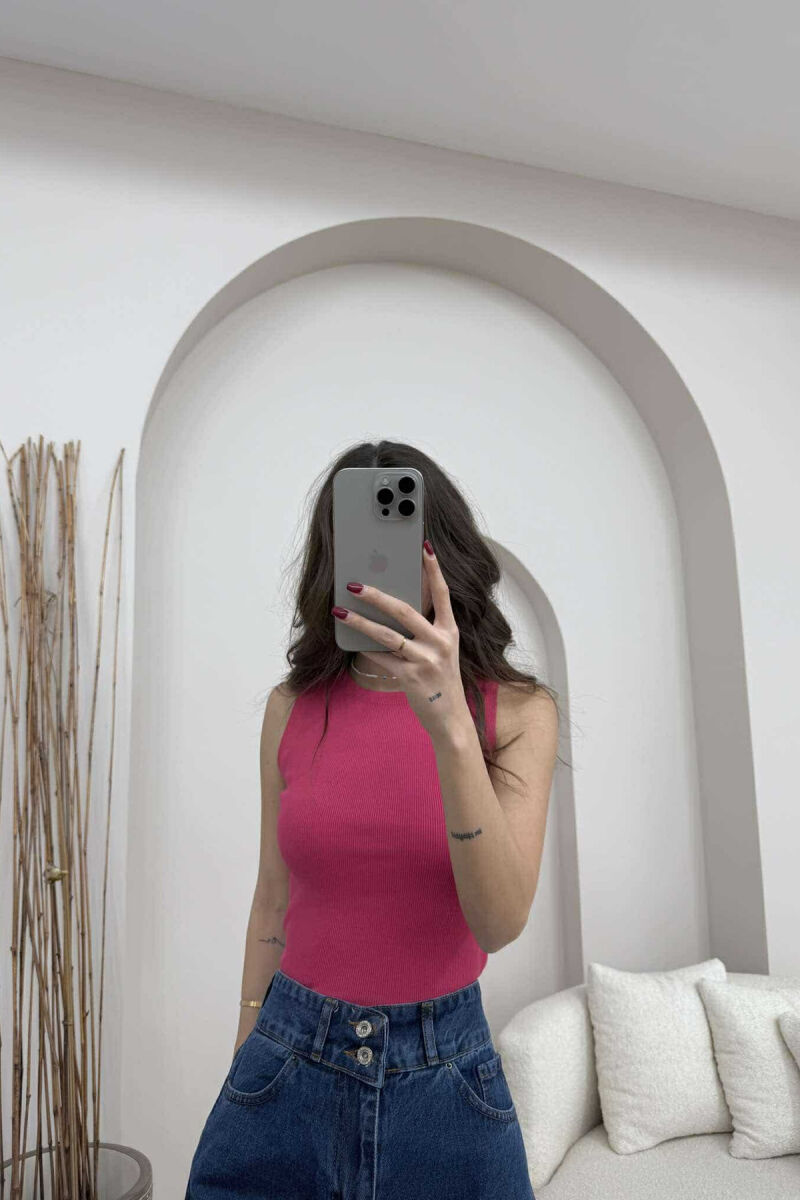 ONE COLOR SIMPLE WOMEN TANK TOP FUCHSIA/CIKLAMI - 1