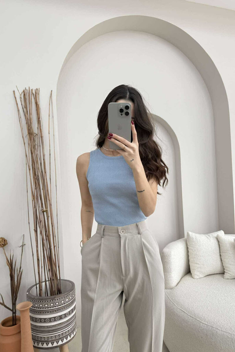 ONE COLOR SIMPLE WOMEN TANK TOP GREY-BLUE/ GRBL - 1