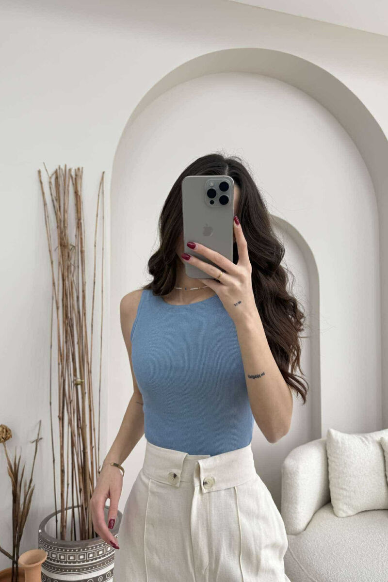 ONE COLOR SIMPLE WOMEN TANK TOP LIGHT BLUE-LIGHT BLUE/BZ-BZ - 2