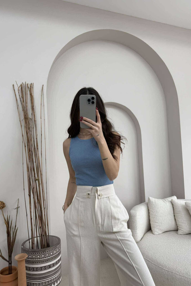 ONE COLOR SIMPLE WOMEN TANK TOP LIGHT BLUE-LIGHT BLUE/BZ-BZ - 4