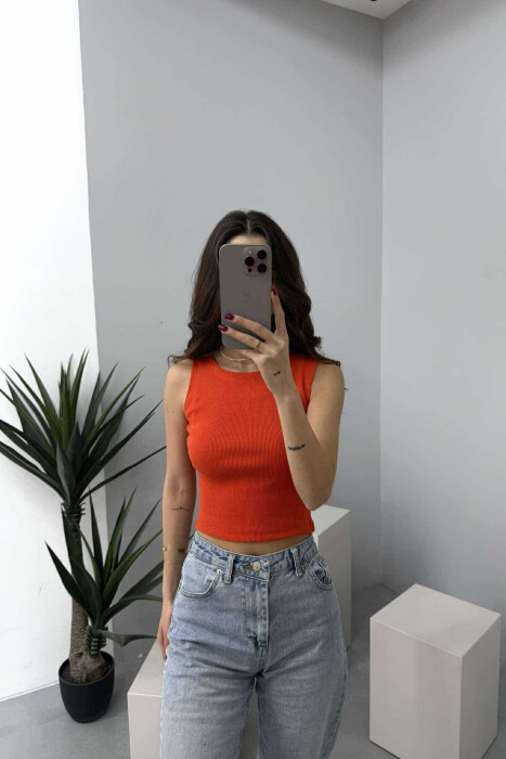 ONE COLOR SIMPLE WOMEN TANK TOP LIGHT ORANGE/PORTOKALLI ZBARDHUR - 1