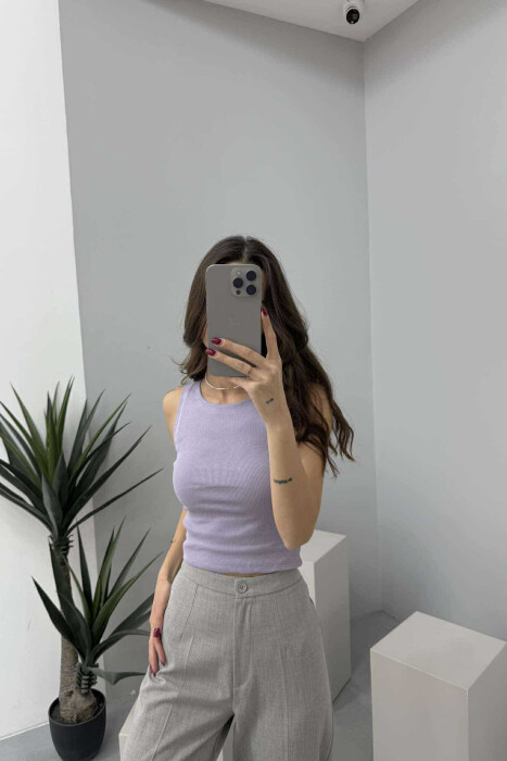ONE COLOR SIMPLE WOMEN TANK TOP LIGHT PURPLE/LEZB 