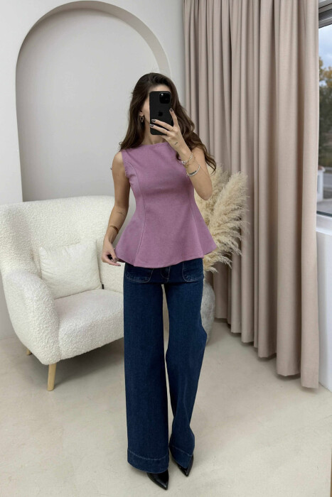 ONE COLOR SIMPLE WOMEN TANK TOP LIGHT PURPLE/LEZB - 2