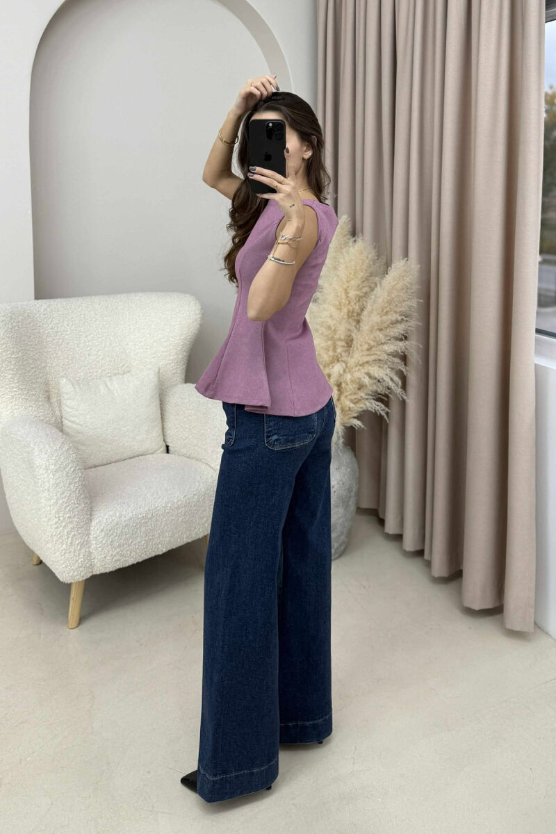 ONE COLOR SIMPLE WOMEN TANK TOP LIGHT PURPLE/LEZB - 4