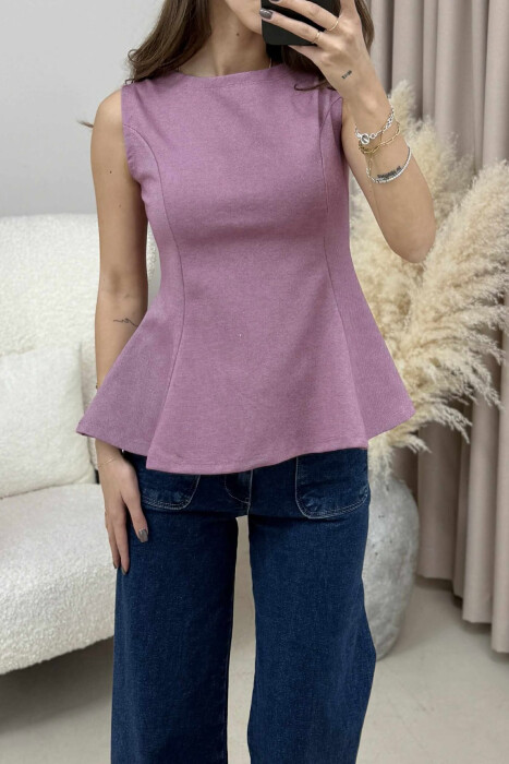 ONE COLOR SIMPLE WOMEN TANK TOP LIGHT PURPLE/LEZB - 1