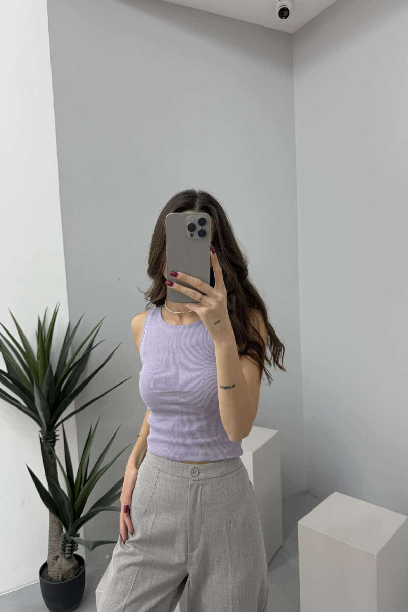 ONE COLOR SIMPLE WOMEN TANK TOP LIGHT PURPLE/LEZB - 1