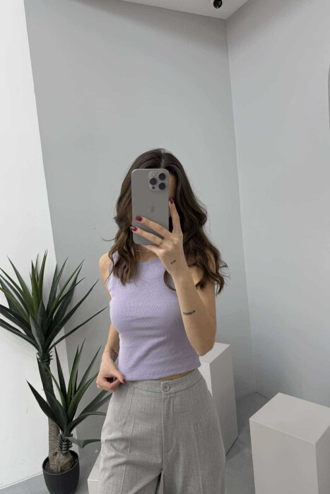 ONE COLOR SIMPLE WOMEN TANK TOP LIGHT PURPLE/LEZB - 2