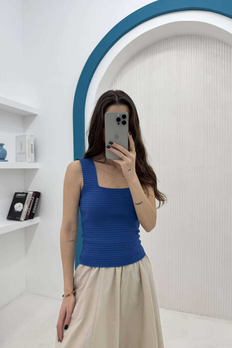 ONE COLOR SIMPLE WOMEN TANK TOP LIGHTBLUE/BZ - KLAUDIO FASHION