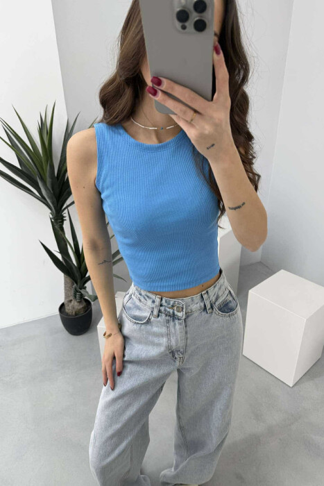 ONE COLOR SIMPLE WOMEN TANK TOP LIGHTBLUE/BZ 