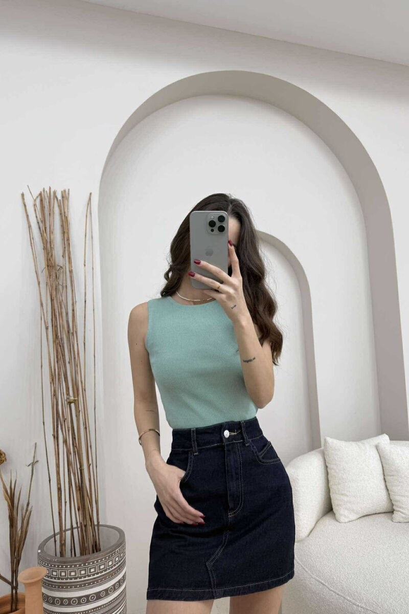 ONE COLOR SIMPLE WOMEN TANK TOP MINT/MENTE - 1