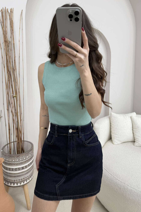 ONE COLOR SIMPLE WOMEN TANK TOP MINT/MENTE - 2