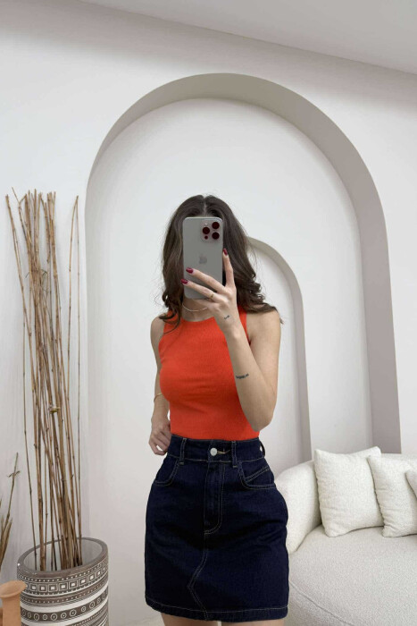 ONE COLOR SIMPLE WOMEN TANK TOP ORANGE/PORTOKALLI 