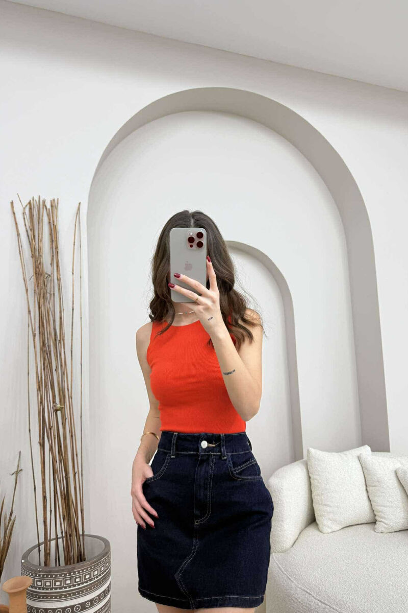 ONE COLOR SIMPLE WOMEN TANK TOP ORANGE/PORTOKALLI - 2