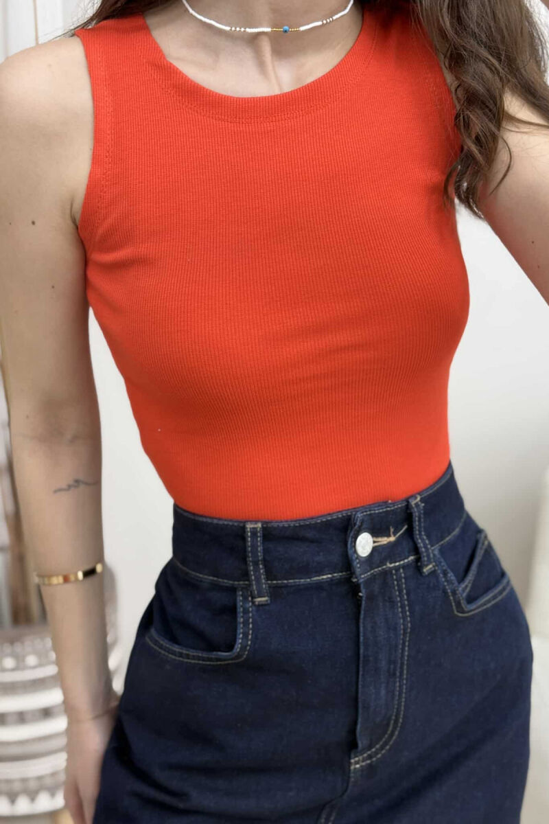 ONE COLOR SIMPLE WOMEN TANK TOP ORANGE/PORTOKALLI - 4