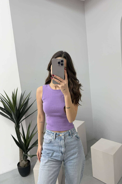 ONE COLOR SIMPLE WOMEN TANK TOP PURPLE/LEJLA - 1