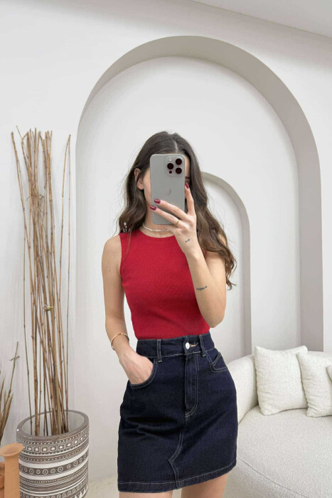 ONE COLOR SIMPLE WOMEN TANK TOP RED/E KUQE 