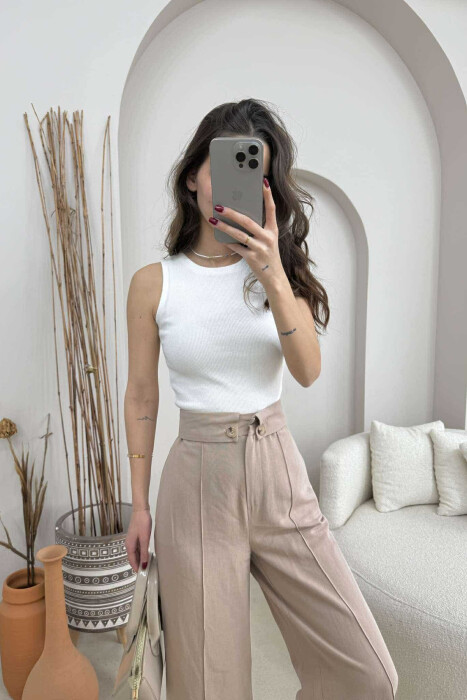 ONE COLOR SIMPLE WOMEN TANK TOP WHITE-E BARDHE 