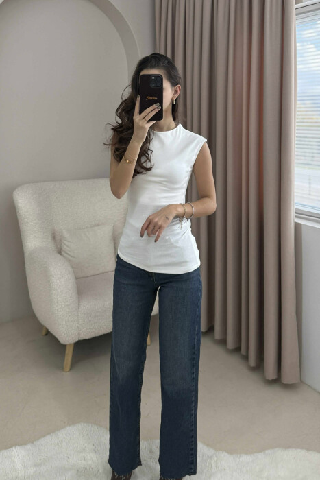 ONE COLOR SIMPLE WOMEN TANK TOP WHITE-E BARDHE - KLAUDIO FASHION