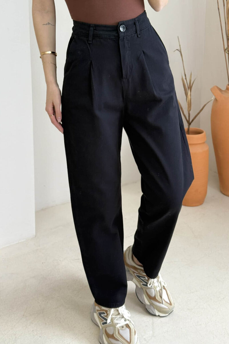 ONE COLOR SIMPLE WOMEN TROUSERS BLACK/ E ZEZE - 3
