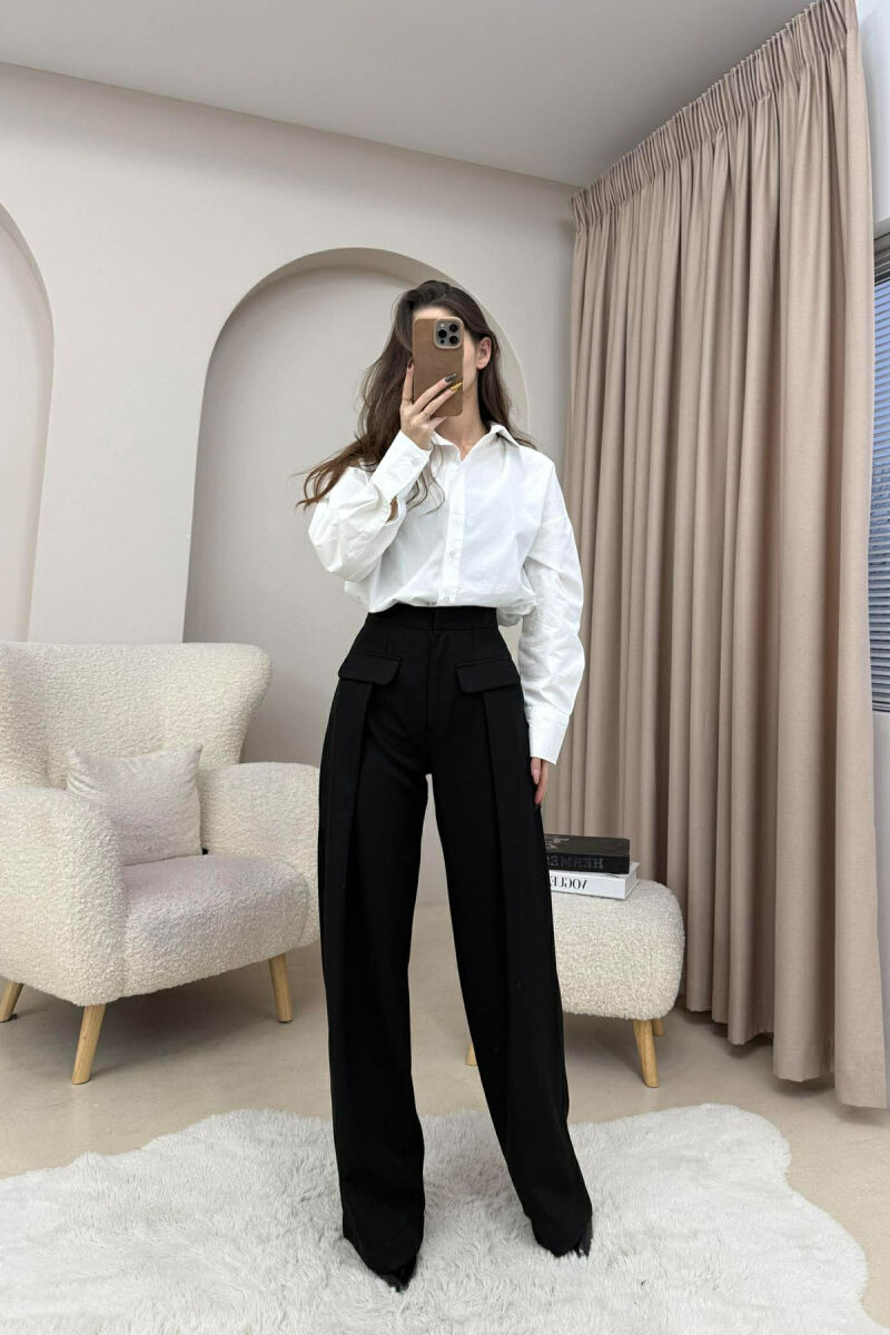 ONE COLOR SIMPLE WOMEN TROUSERS BLACK/ E ZEZE - 2