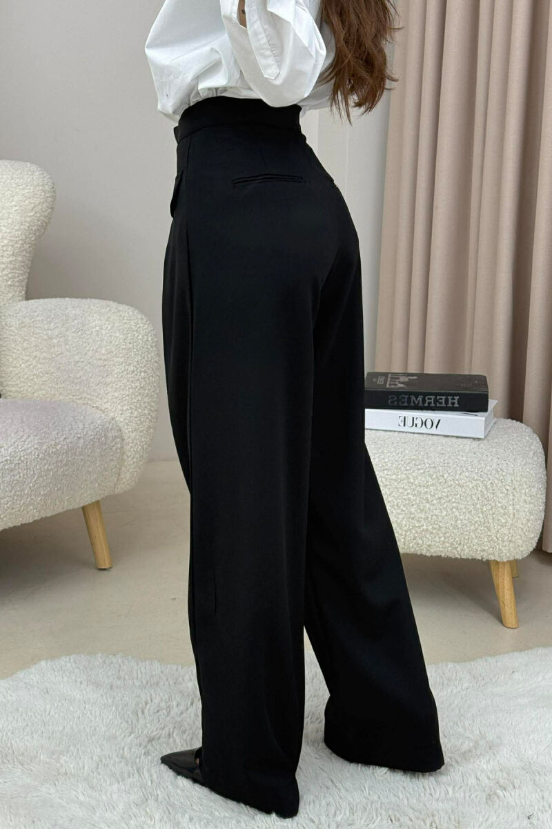 ONE COLOR SIMPLE WOMEN TROUSERS BLACK/ E ZEZE - 3