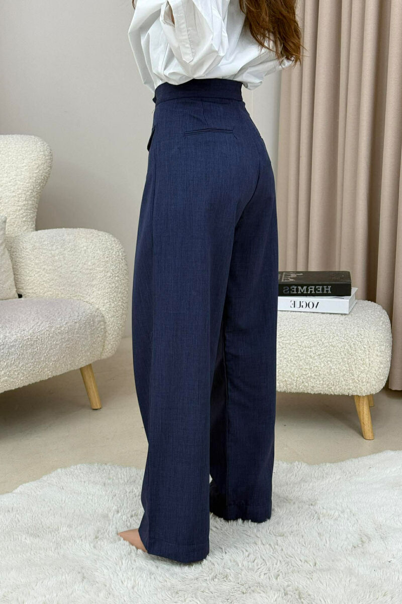 ONE COLOR SIMPLE WOMEN TROUSERS BLUE/BLU - 3