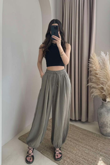 ONE COLOR SIMPLE WOMEN TROUSERS GREEN/JESHILE 
