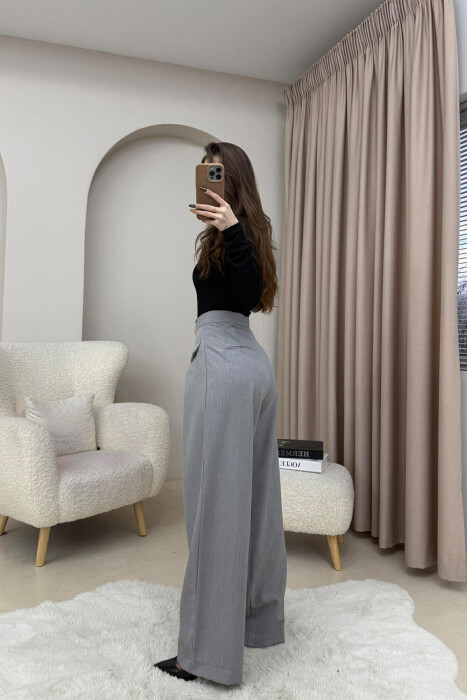 ONE COLOR SIMPLE WOMEN TROUSERS GREY/GRI - 3