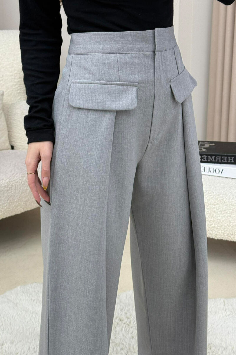 ONE COLOR SIMPLE WOMEN TROUSERS GREY/GRI - 4
