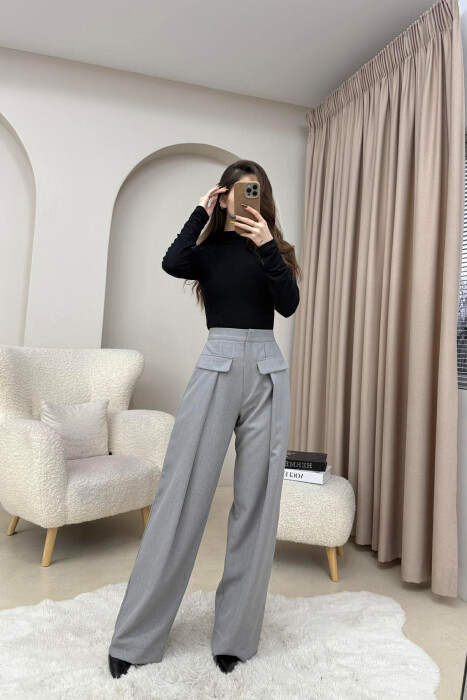 ONE COLOR SIMPLE WOMEN TROUSERS GREY/GRI - 5