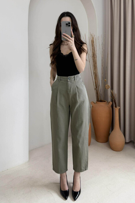 ONE COLOR SIMPLE WOMEN TROUSERS OLIVE/ULLI 