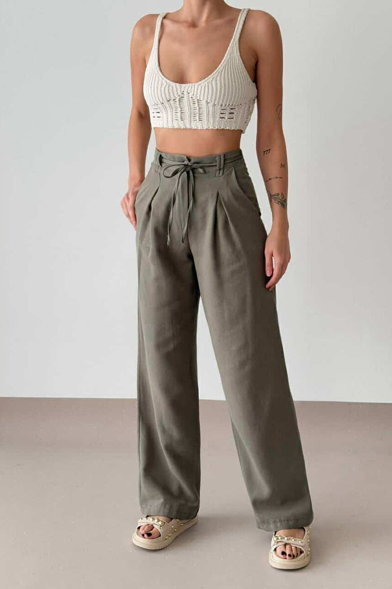 ONE COLOR SIMPLE WOMEN TROUSERS OLIVE/ULLI - 1