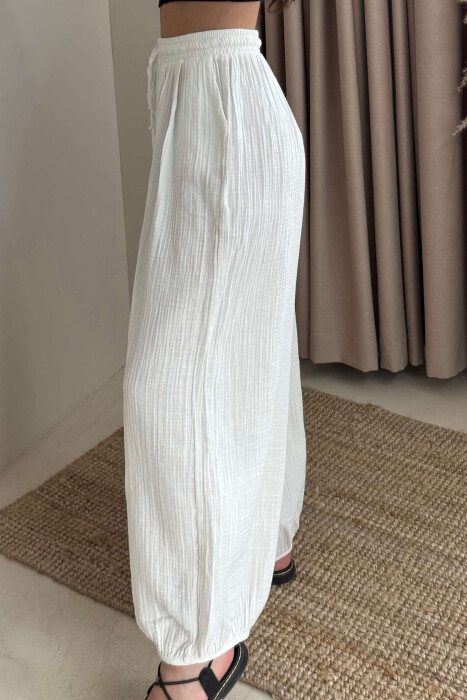 ONE COLOR SIMPLE WOMEN TROUSERS WHITE-E BARDHE - 4
