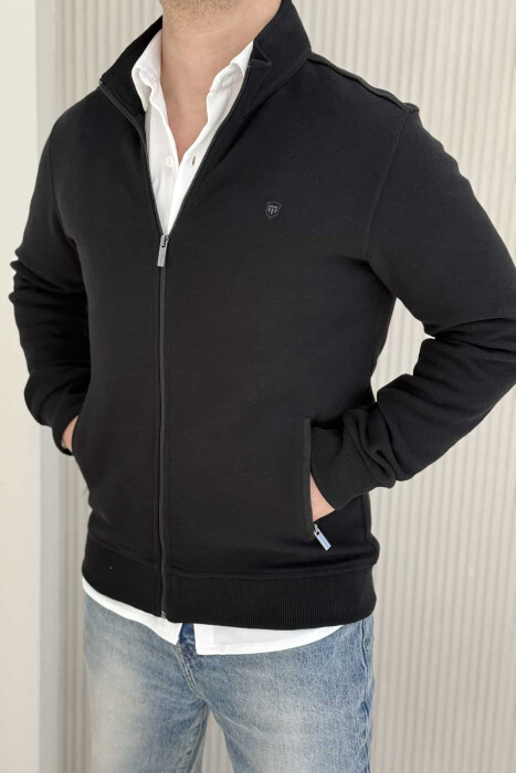 ONE COLOR SIMPLE ZIPPER MEN JACKET BLACK/ E ZEZE - 1