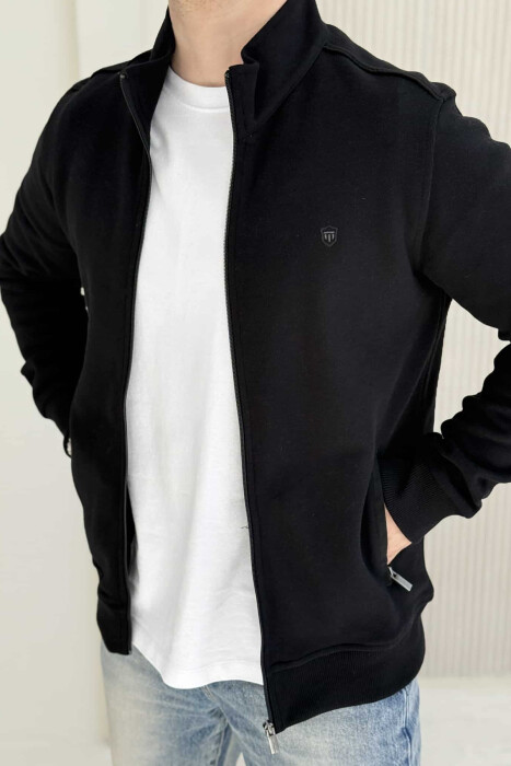 ONE COLOR SIMPLE ZIPPER MEN JACKET BLACK/ E ZEZE - 5