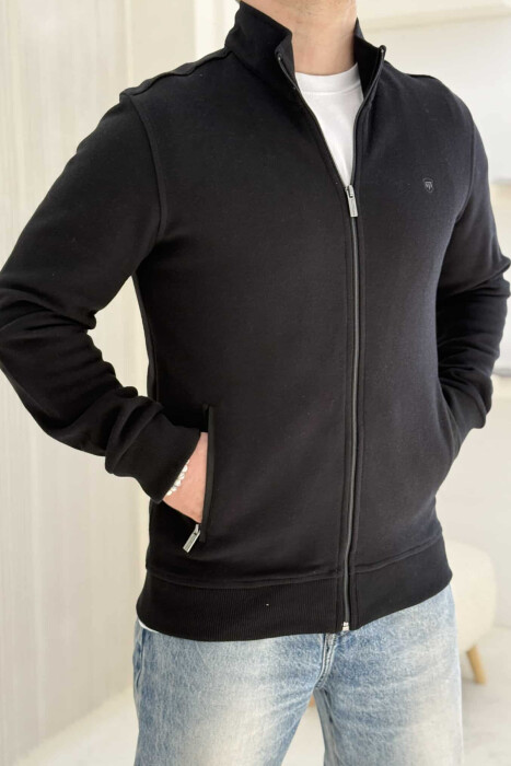 ONE COLOR SIMPLE ZIPPER MEN JACKET BLACK/ E ZEZE - 6