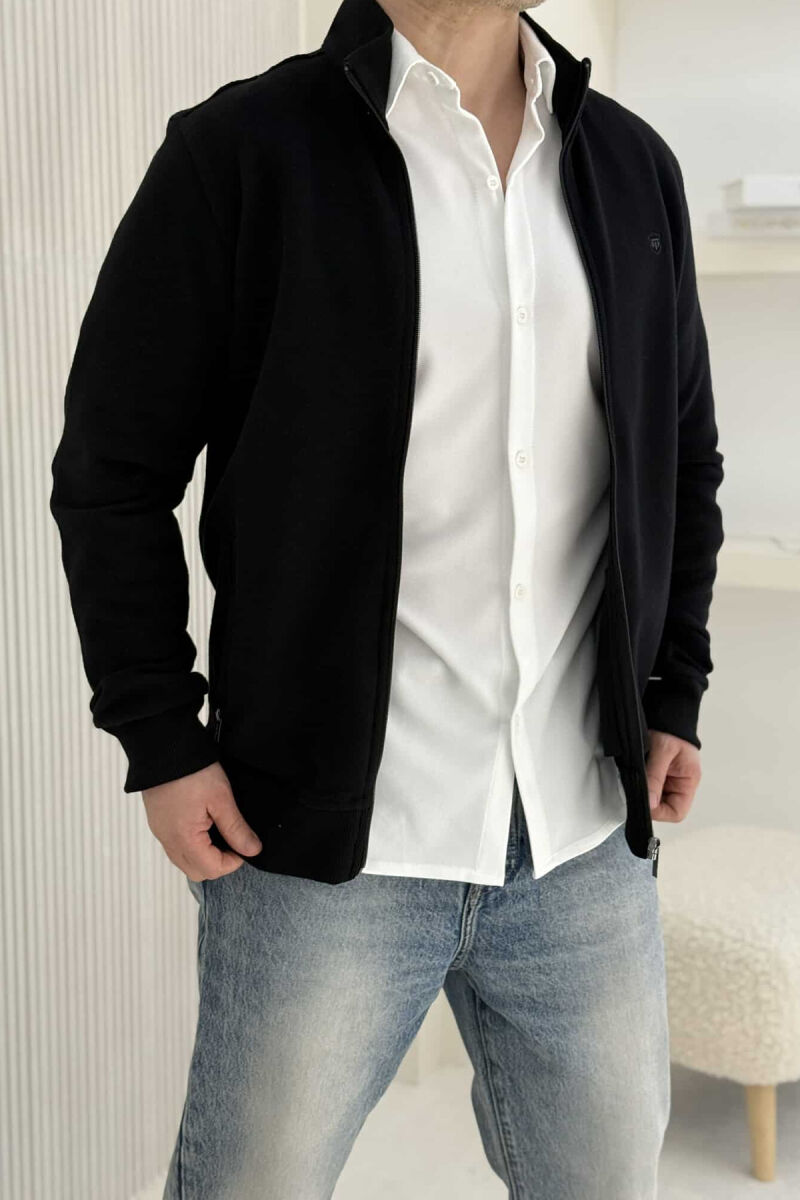 ONE COLOR SIMPLE ZIPPER MEN JACKET BLACK/ E ZEZE - 7