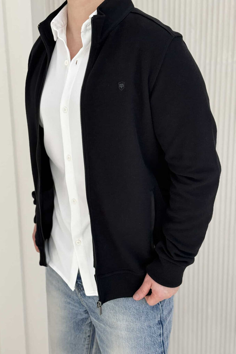 ONE COLOR SIMPLE ZIPPER MEN JACKET BLACK/ E ZEZE - 8