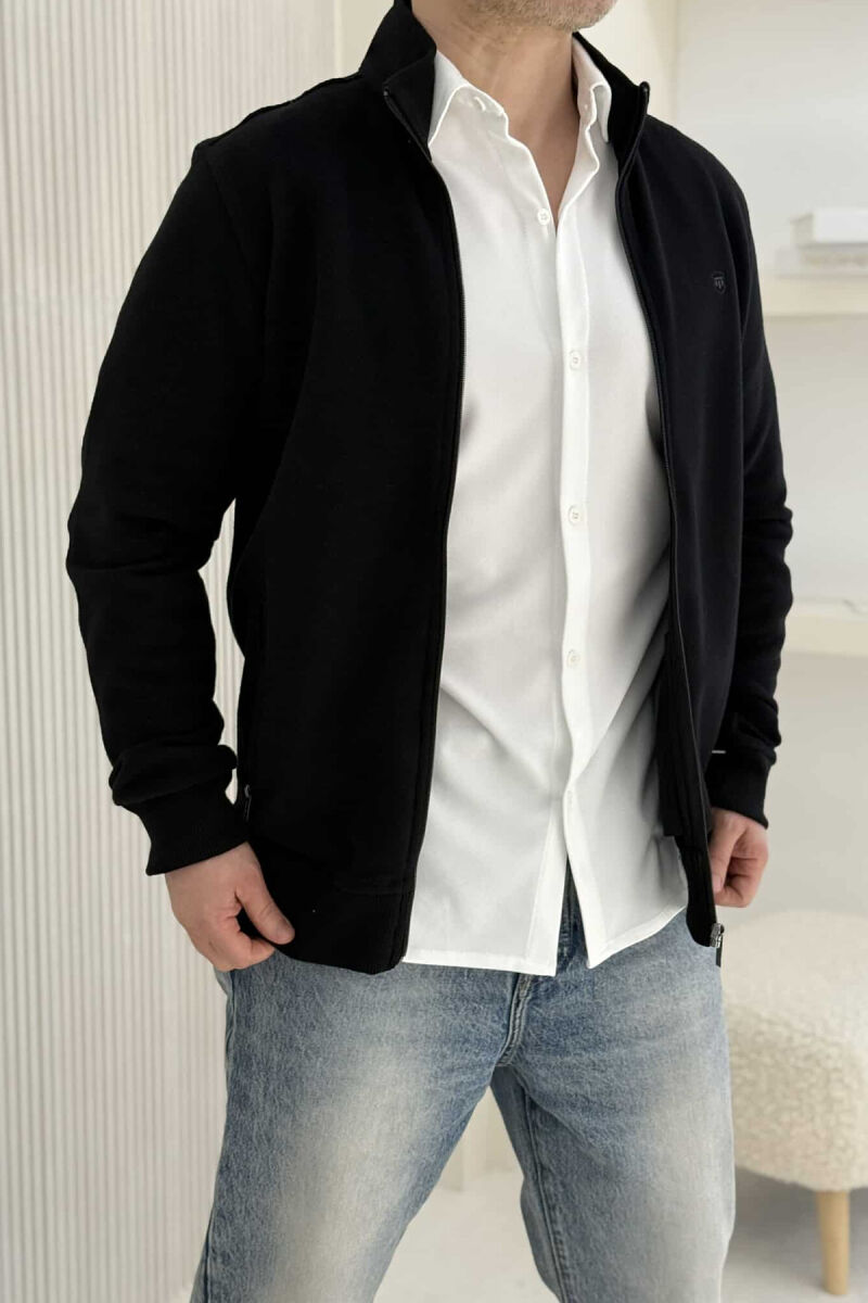 ONE COLOR SIMPLE ZIPPER MEN JACKET BLACK/ E ZEZE - 9