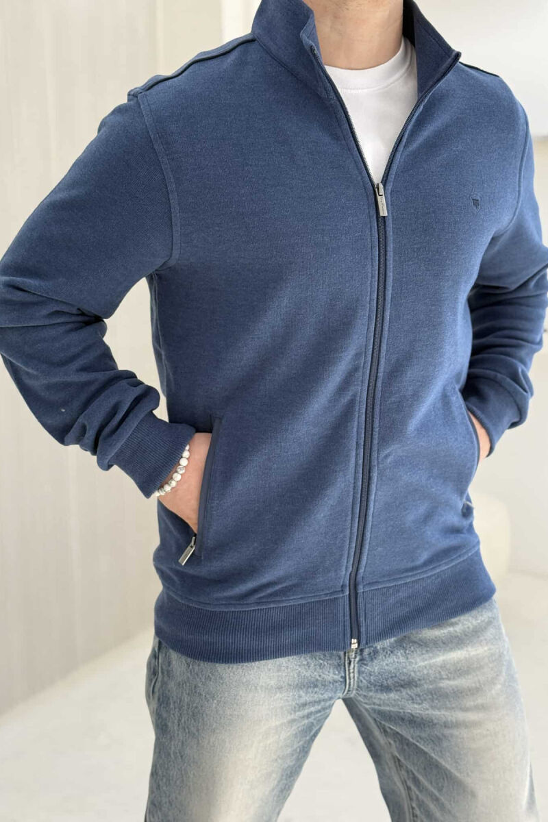 ONE COLOR SIMPLE ZIPPER MEN JACKET BLUE/BLU - 1