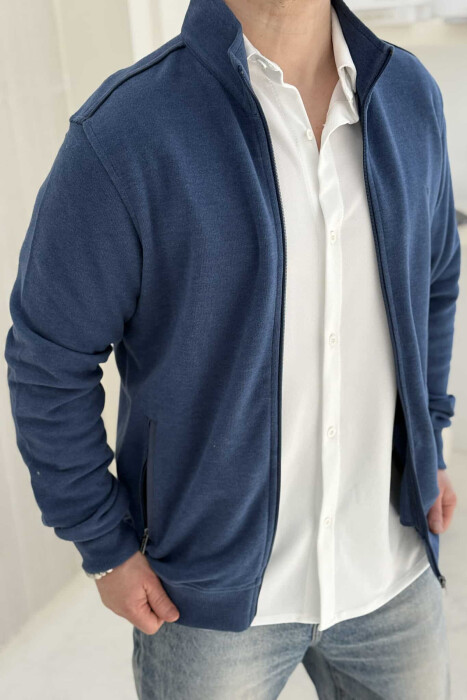 ONE COLOR SIMPLE ZIPPER MEN JACKET BLUE/BLU - 2