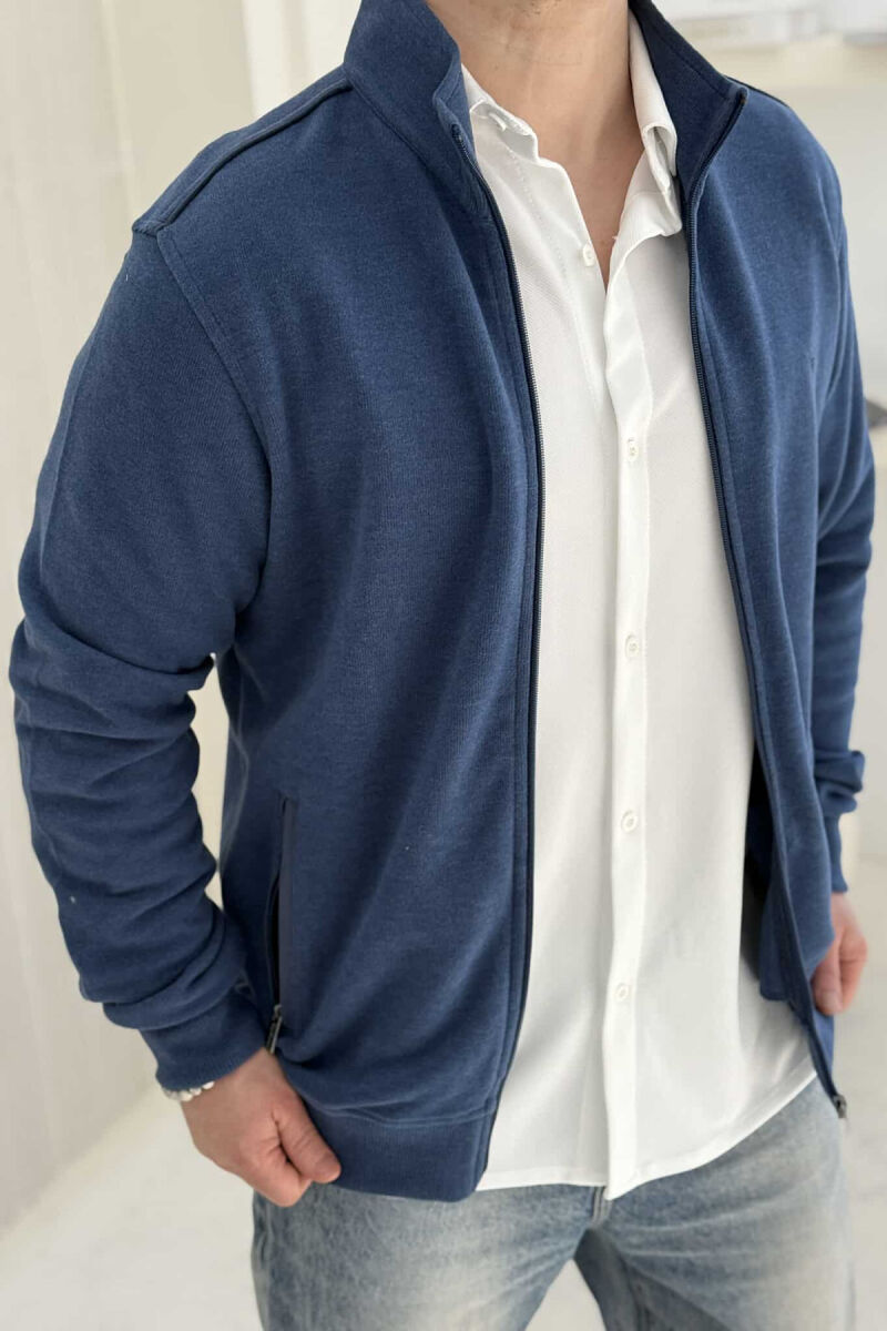 ONE COLOR SIMPLE ZIPPER MEN JACKET BLUE/BLU - 2