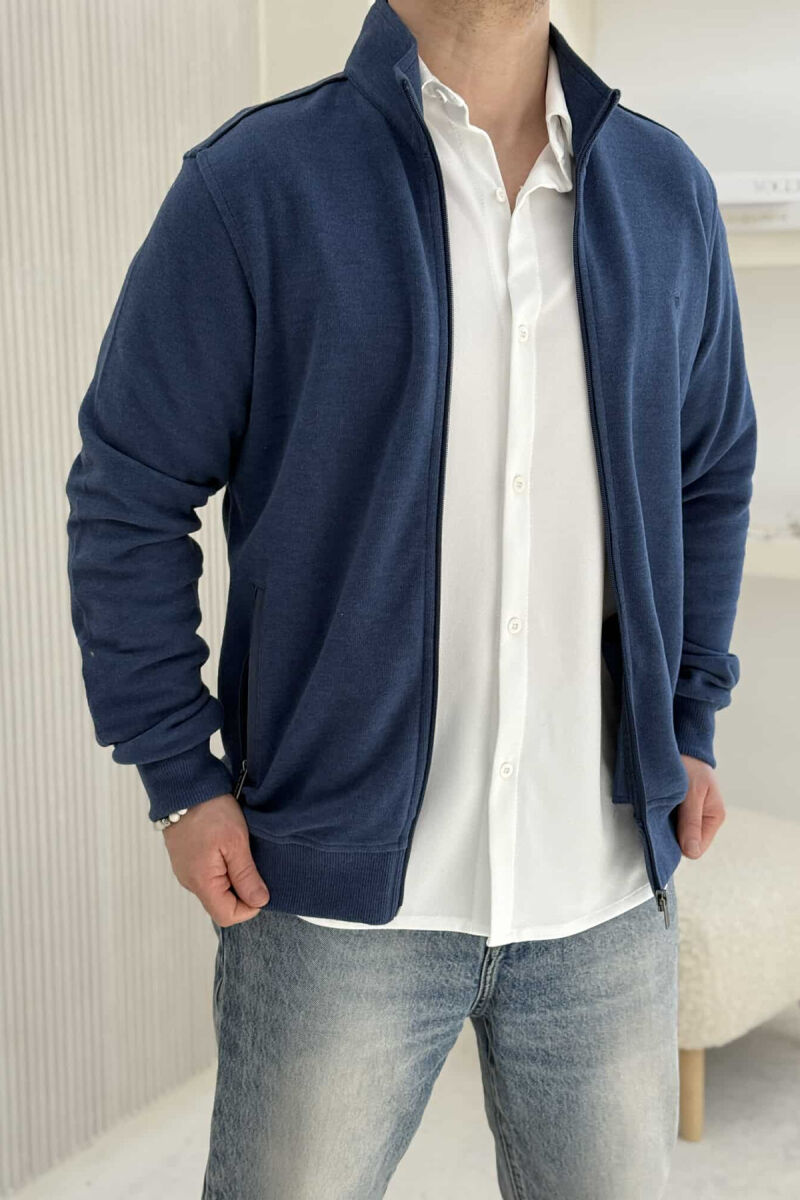 ONE COLOR SIMPLE ZIPPER MEN JACKET BLUE/BLU - 3