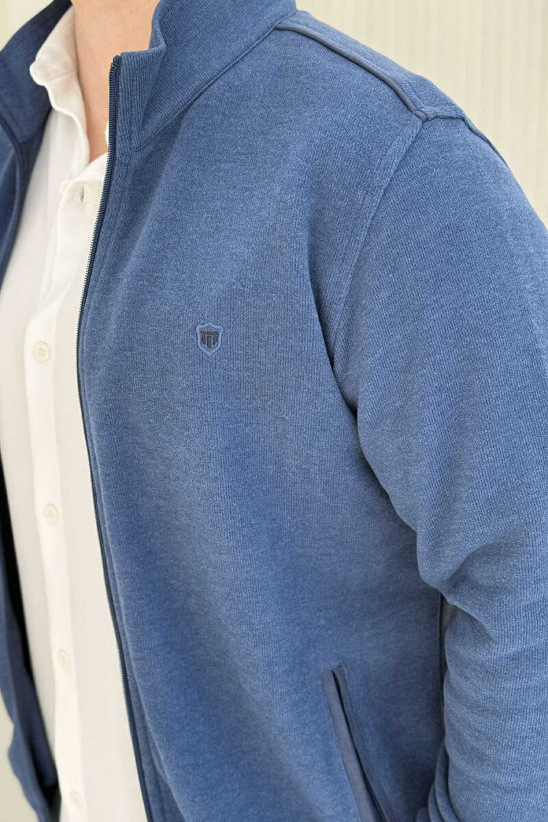 ONE COLOR SIMPLE ZIPPER MEN JACKET BLUE/BLU - 4