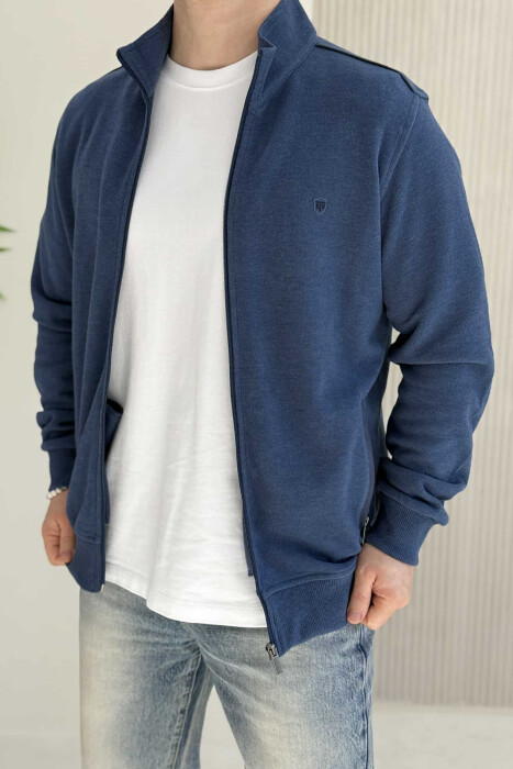 ONE COLOR SIMPLE ZIPPER MEN JACKET BLUE/BLU - 6