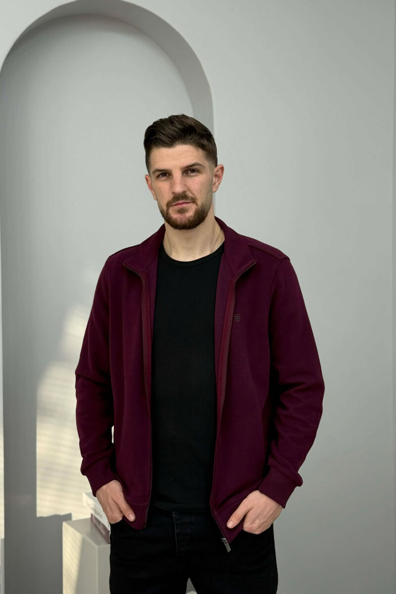 ONE COLOR SIMPLE ZIPPER MEN JACKET BURGUNDY/VISHNJE - 3